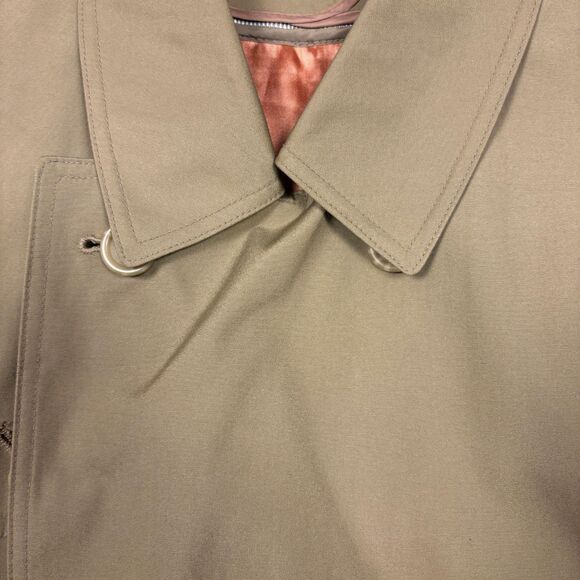 1970s Oleg Cassini trench coat jacket, size 42 L vintage faux-fur lined coat - Picture 10 of 10